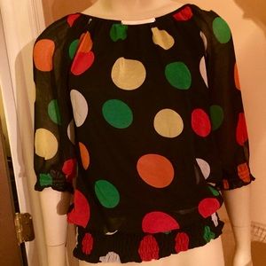Authentic Gucci Black Sheer Colorful Top, …